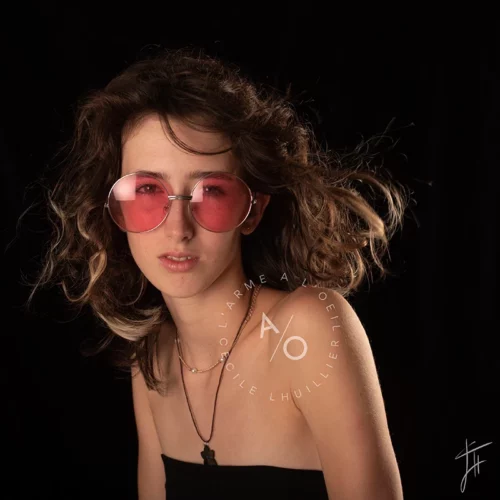 portrait studio lunettes roses